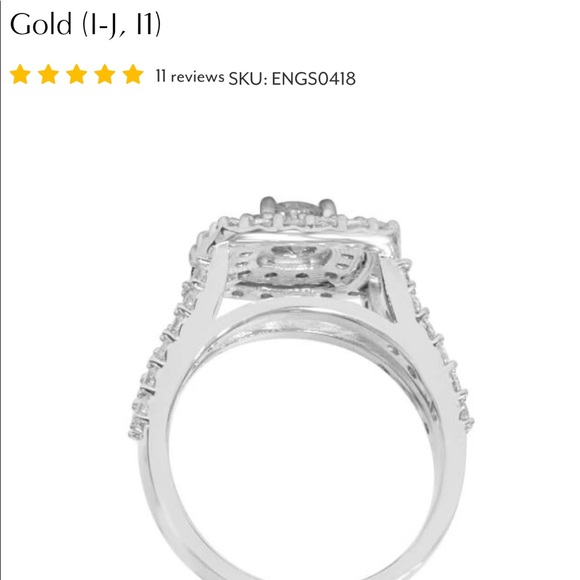 2 cttw Diamond Engagement Wedding Ring Set 10k White Gold (I-J, I1) - Picture 3 of 3